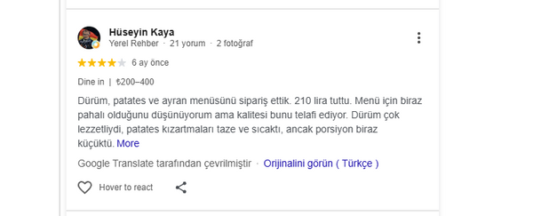 Müşteri yorumu 1